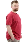 Mode XL Erkek Büyük Beden Pamuklu Baskılı Bisiklet Yaka Tişört CHANGE U24050 Bordo thumbnail 3