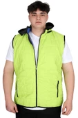 Mode XL Büyük Beden Erkek Kapüşonlu Fermuarlı Şişme Yelek U24700 Koyu Yeşil thumbnail 1