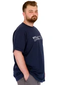 Mode XL Büyük Beden Erkek T-Shirt Bisiklet Yaka NYC New York U25019 İndigo thumbnail 3