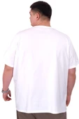 Mode XL Büyük Beden Erkek T-Shirt Bisiklet Yaka FREEDOM U25033 Beyaz thumbnail 3