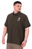 Mode XL Büyük Beden Erkek T-Shirt Polo Yaka Nakış Detaylı U25311 Haki thumbnail 4