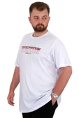 Mode XL Büyük Beden Erkek T-Shirt Bisiklet Yaka BOSTON U25037 Beyaz thumbnail 2