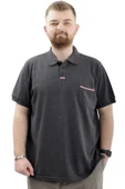 Mode XL Büyük Beden Erkek Polo Yaka Tişört Cepli YIRTMAÇLI U24329 Antrasit thumbnail 1