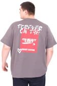Mode XL Büyük Beden Erkek T-Shirt Bisiklet Yaka FOREVER U25023 Füme thumbnail 2