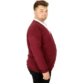 Mode XL Büyük Beden Erkek Hırka Vanize Selanik Düğmeli 20548 Bordo - 3