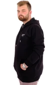 Mode XL Erkek Büyük Beden Fermuarlı Kapüşonlu Sweatshirt FUTURE U24549 Siyah thumbnail 3