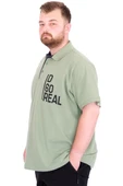 Mode XL Büyük Beden Erkek T-Shirt Polo Yaka REAL U25309 Çağla - 7