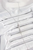 pilelistore Pirinç Zirkon Taşlı Sıralı Yıldız Figürlü Y Model Gümüş Renk Kadın Kolye - TJ-BKO10313 - 2