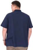 Mode XL Büyük Beden Erkek T-Shirt Polo Yaka YOURSELF U25310 İndigo thumbnail 3