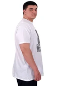Mode XL Büyük Beden Erkek T-Shirt Bisiklet Yaka STATUE U25027 Beyaz thumbnail 3