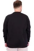 Mode XL Büyük Beden Erkek Bisiklet Yaka Sweatshirt Basic U22465 Siyah thumbnail 4
