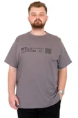 Mode XL Büyük Beden Erkek T-Shirt Bisiklet Yaka NYC New York U25019 Füme thumbnail 1