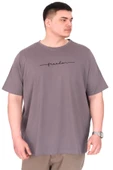 Mode XL Büyük Beden Erkek T-Shirt Bisiklet Yaka FREEDOM U25033 Füme thumbnail 1