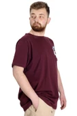 Mode XL Büyük Beden Erkek T-shirt FOREVER 23138 Mürdüm thumbnail 3