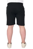 Mode XL Büyük Beden Erkek Şort Düz Waffle 23498 Kömür Siyah thumbnail 3