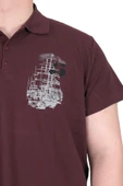 Mode XL Büyük Beden Erkek T-Shirt Polo Sail Boat U25302 Mürdüm thumbnail 5