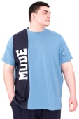 Mode XL Büyük Beden Erkek T-Shirt Parçalı U25501 Mavi thumbnail 1