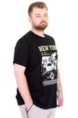 Mode XL Büyük Beden Erkek T-Shirt Bisiklet Ysks NEW YORK U25036 Siyah thumbnail 3