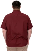 Mode XL Büyük Beden Erkek Gömlek Çift Kapaklı Gabardin U25601B Bordo thumbnail 3