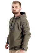 Mode XL Büyük Beden Erkek Sweatshirt Kapüşonlu 23540 Haki thumbnail 2