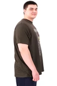 Mode XL Büyük Beden Erkek T-Shirt Bisiklet Yaka OPTIMISTIC U25028 Haki thumbnail 4
