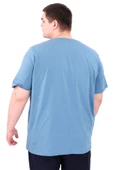 Mode XL Büyük Beden Erkek T-Shirt Bisiklet Yaka STATUE U25027 Mavi thumbnail 2