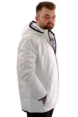 Mode XL Büyük Beden Erkek Kalın Şişme Mont Kapüşonlu U24605 Ekru thumbnail 3