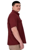 Mode XL Büyük Beden Erkek Gömlek Çift Kapaklı Gabardin U25601B Bordo thumbnail 2