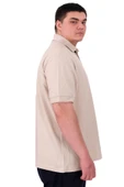 Mode XL Büyük Beden Erkek T-Shirt Pike Polo Yaka U25306 Bej - 3