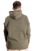 Mode XL Büyük Beden Erkek Sweatshirt Kapüşonlu 23540 Haki thumbnail 4