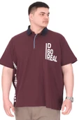 Mode XL Büyük Beden Erkek T-Shirt Polo Yaka REAL U25309 Mürdüm thumbnail 1