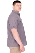 Mode XL Büyük Beden Erkek Gömlek Çift Cep Kapaklı Gabardin U25601 K.Gri thumbnail 2