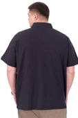 Mode XL Büyük Beden Erkek T-Shirt Polo Yaka YOURSELF U25310 Lacivert thumbnail 3