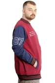 Mode XL Büyük Beden Erkek Kolej Mont Fermuarlı Ceket REPUTATION 23634 Bordo - 3