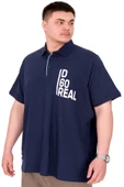 Mode XL Büyük Beden Erkek T-Shirt Polo Yaka REAL U25309 İndigo thumbnail 4