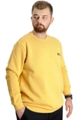 Mode XL Büyük Beden Erkek Sweatshirt Bisiklet Yaka Mode 23529 Hardal thumbnail 3