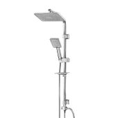 Robot Duş Seti Tam Takım Beyaz Krom Lüks Yağmurlama Fonksiyonlu El Duşu Başlıklı Vidalı Duş Sistemi thumbnail 6