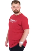 Mode XL Büyük Beden Erkek T-Shirt Bisiklet Yaka ORIGINALS U25038 Bordo thumbnail 2