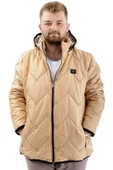 Mode XL Erkek Büyük Beden Şişme Mont Cepli Fermuarlı Soğuk Geçirmez U24600 Sütlü Kahve - 1