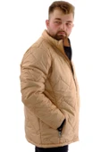 Mode XL Erkek Büyük Beden Dik Yaka Ribanalı Kol Fermuarlı Mont U24611 Açık Kahve - 3