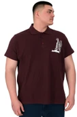 Mode XL Büyük Beden Erkek T-Shirt Polo Sea Bound U25303 Mürdüm thumbnail 1