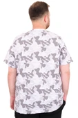 Mode XL Büyük Beden Erkek T-Shirt Bisiklet Yaka Dore U25034 Siyah Kamuflaj thumbnail 4
