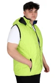 Mode XL Büyük Beden Erkek Kapüşonlu Fermuarlı Şişme Yelek U24700 Koyu Yeşil thumbnail 2
