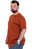 Mode XL Büyük Beden Erkek T-Shirt Bisiklet Yaka Chneyrmd U25020 Tarçın thumbnail 2