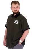 Mode XL Büyük Beden Erkek T-Shirt Polo Yaka H BROUDED U25312 Haki thumbnail 2