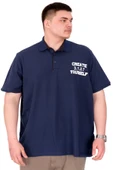 Mode XL Büyük Beden Erkek T-Shirt Polo Yaka YOURSELF U25310 İndigo thumbnail 1