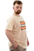 Mode XL Büyük Beden Erkek Tişört Baskılı Pamuklu Bisiklet Yaka MILD U24080 Bej thumbnail 2