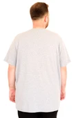 Mode XL Büyük Beden Erkek T-Shirt Bisiklet Yaka U25035 Gri Melanj thumbnail 4
