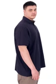 Mode XL Büyük Beden Erkek T-Shirt Polo Yaka YOURSELF U25310 Lacivert thumbnail 2