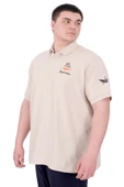 Mode XL Büyük Beden Erkek T-Shirt Pike Polo Yaka U25305 Bej thumbnail 4